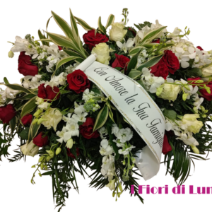 Copricassa corto - bianco rosso di rose