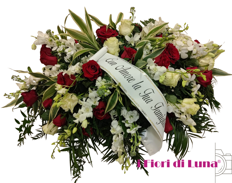 Copricassa corto - bianco rosso di rose