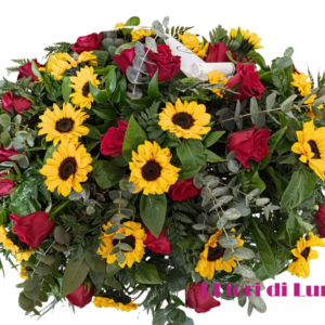 Copricassa - corto - rose rosse e girasoli